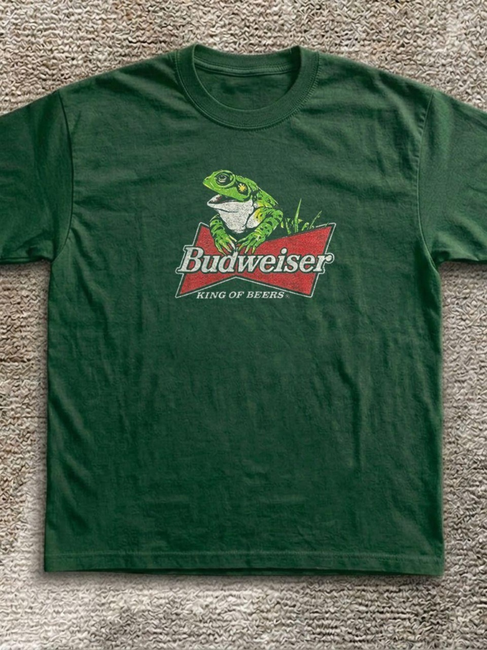 Budweiser Dark Green Tee with Red Logo and Green Frog